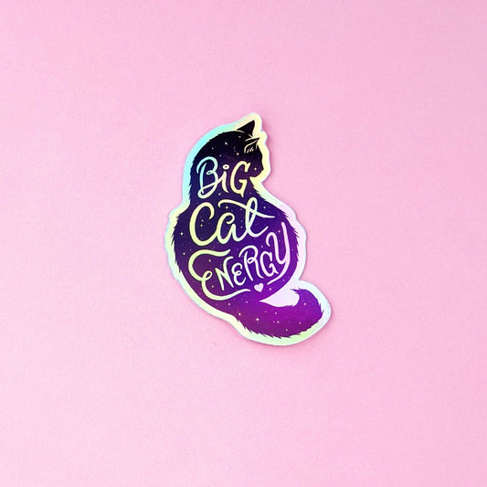Holographic Big Cat Energy Sticker