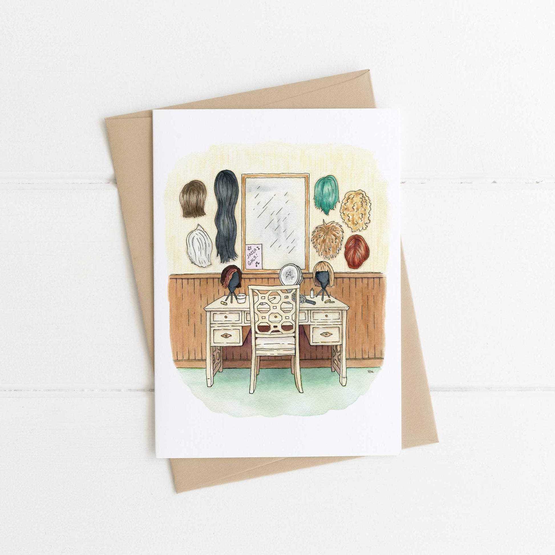 Moira s Wig Wall Greeting Card